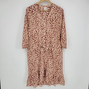 CAbi Dress Long Sleeve Medium Womens Sienna Ruffle Hi Lo Cinch Waist